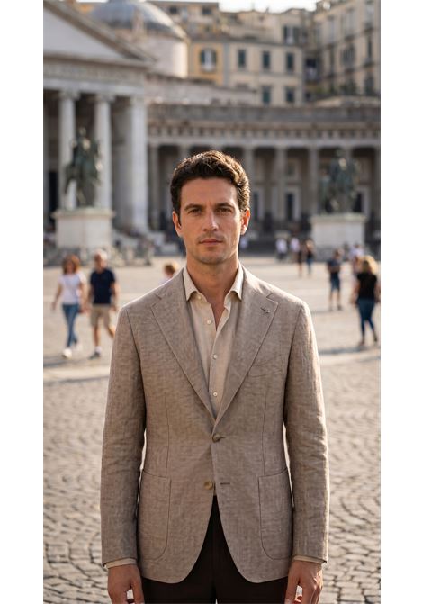 Giacca sartoriale Tagliatore beige in lino e cotone  Made in Italy TAGLIATORE | GIACCHE | 1SMC22K 340346Et966